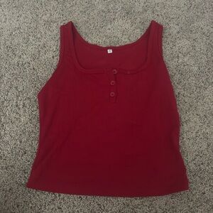 SHEIN Red Buttoned Tank Top